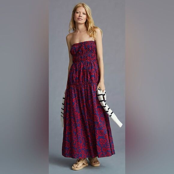 Anthropologie Sundry Aloha Floral Red Maxi Dress XL Extra Large - Picture 9 of 12